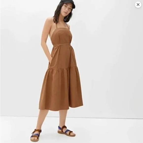 Everlane Dresses & Skirts - Everlane Pinafore Cotton Midi Cottagecore Tiered Summer Dress, Tan Brown size 2